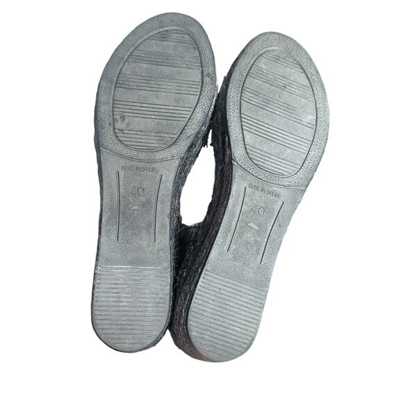 Juncal Aguirre Black Mica Natural Espadrille Wedge Sandals SZ 40 Made in Spain - Picture 6 of 11